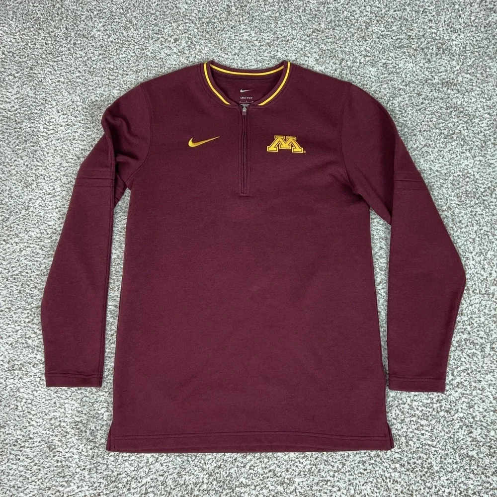 Minnesota Golden Gophers Sweatshirt Mens Small Red NCAA Quarter Zip Nike Dri Fit